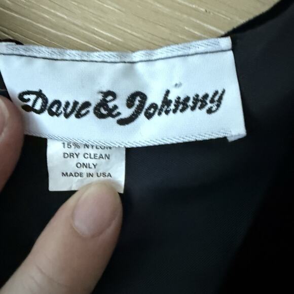 Dave Johnny Vintage 80s Black Velvet Red Satin Prom Party Holiday Dress 13-14 - Picture 3 of 10